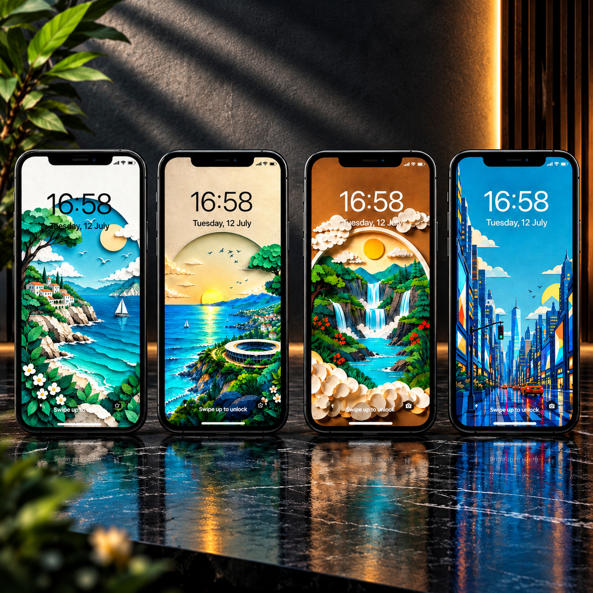 iPhone & Android 3D Wallpaper Set • Aesthetic Lock Screens